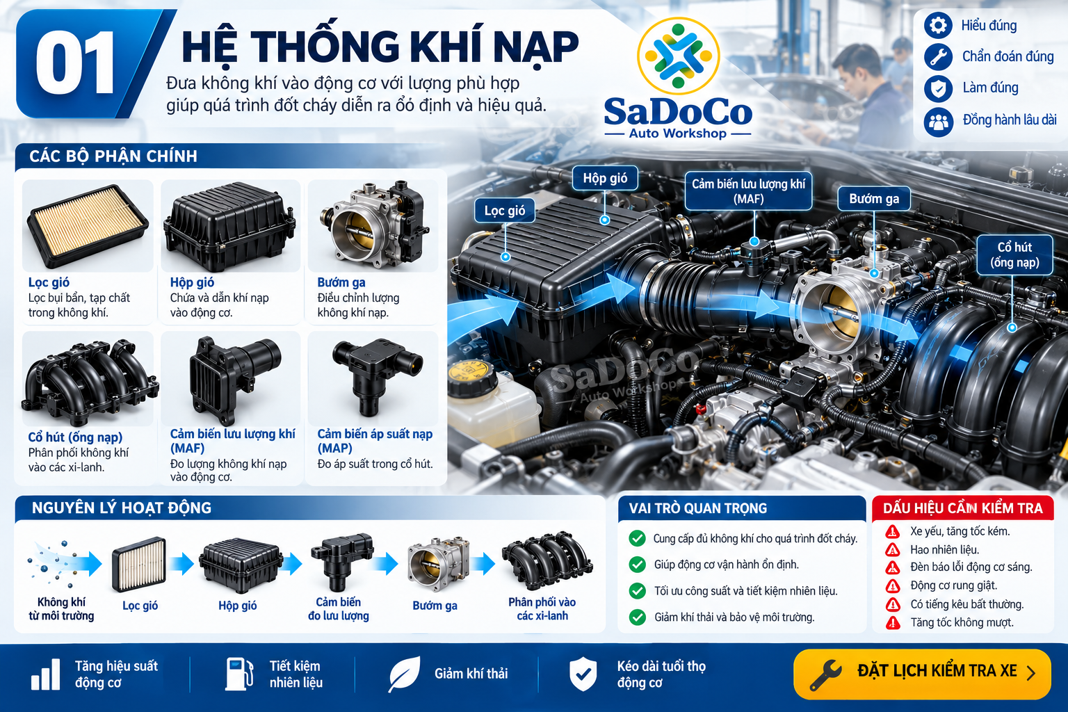 Chẩn đoán và kiểm tra hệ thống khí nạp ô tô