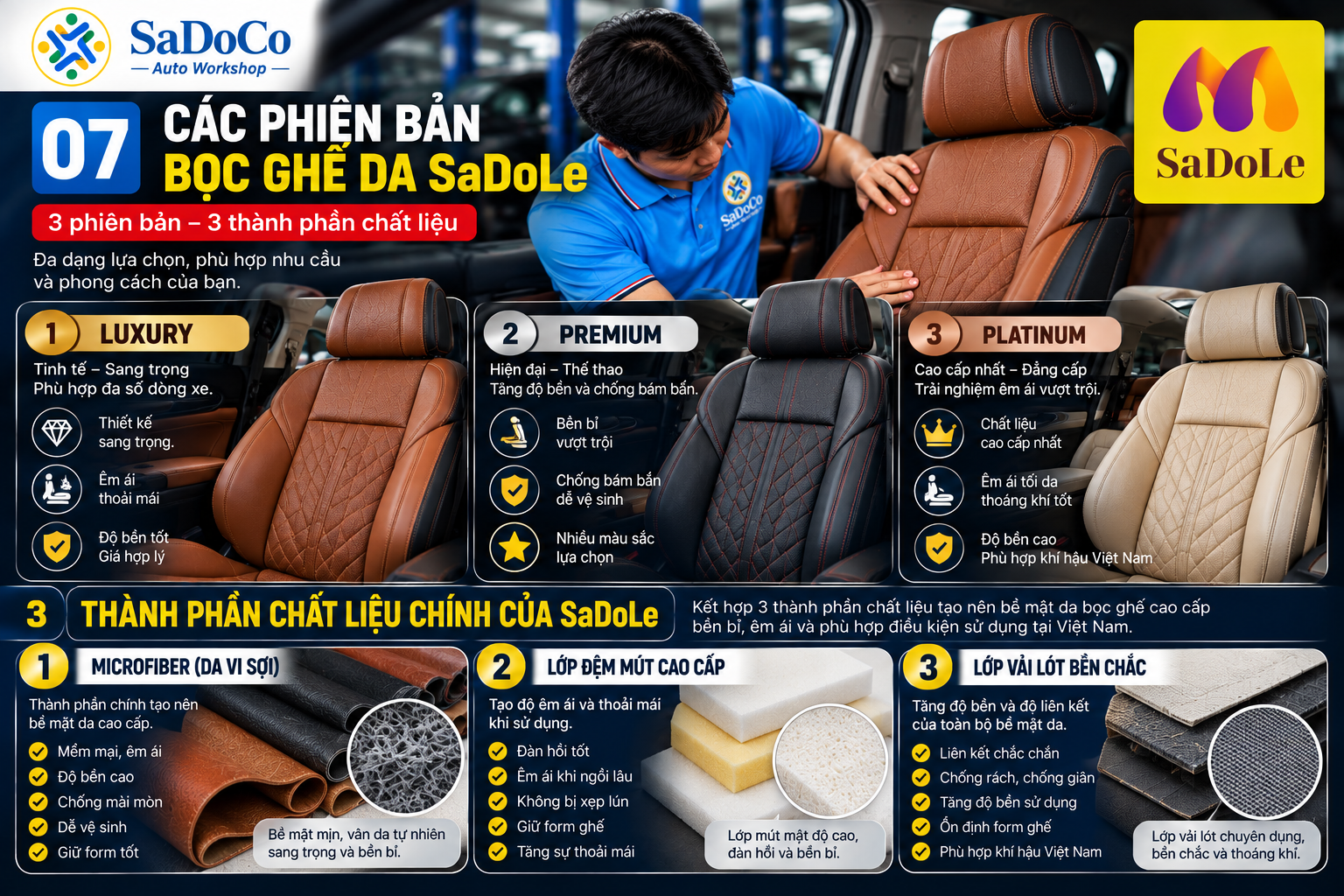 Quy trình may bọc da ghế SaDoLe