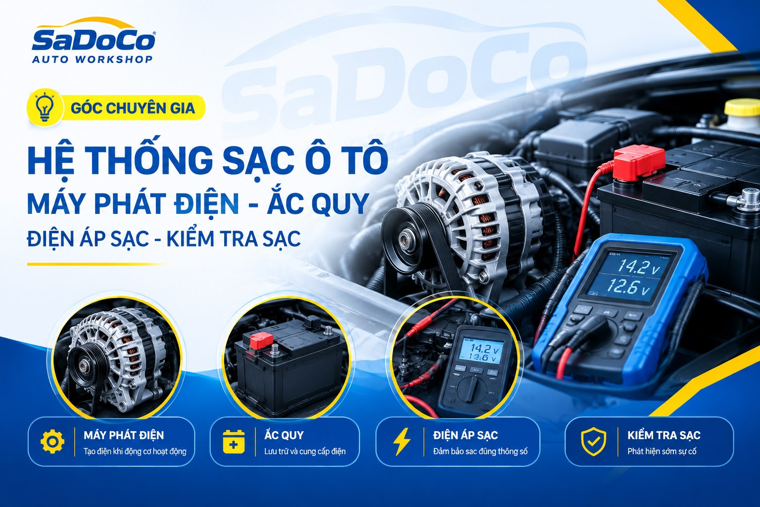 Hệ thống sạc ô tô: máy phát, ắc quy, điện áp sạc và cách chẩn đoán