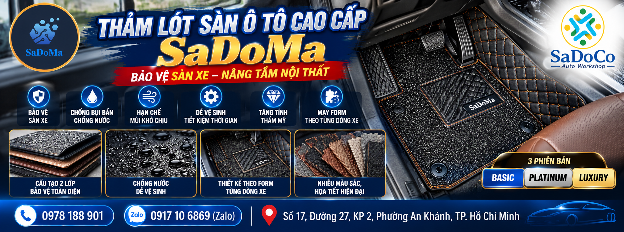 Bộ thảm lót sàn ô tô cao cấp SaDoMa